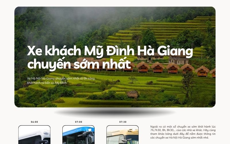 Xe khách Mỹ Đình Hà Giang chuyến sớm nhất mấy giờ?