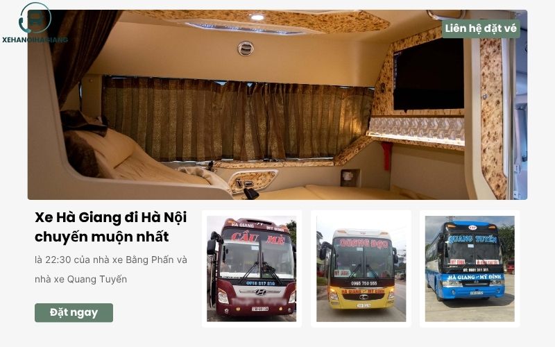 Xe từ Hà Giang đi Hà Nội chuyến muộn nhất